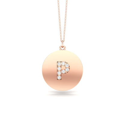 0.07Ct Diamond A-Z Alphabet Initial Pendant, 18" Gold Chain in 14K Gold