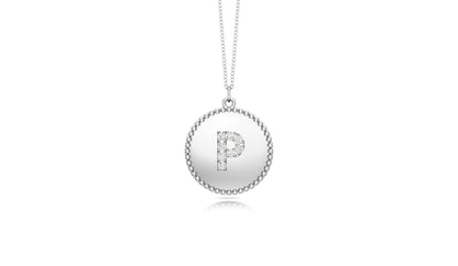 0.07Ct Diamond A-Z Alphabet Initial Bead Pendant, 18" Gold Chain in 14K Gold