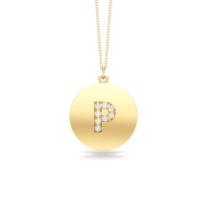 0.07Ct Diamond A-Z Alphabet Initial Pendant, 18" Gold Chain in 14K Gold