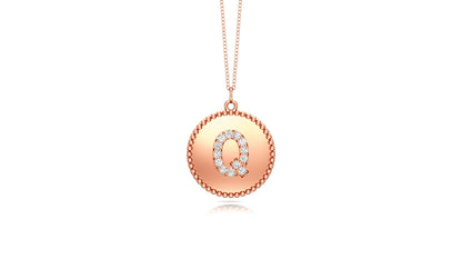 0.07Ct Diamond A-Z Alphabet Initial Bead Pendant, 18" Gold Chain in 14K Gold