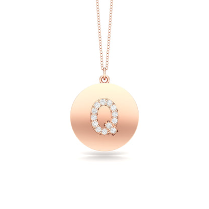 0.07Ct Diamond A-Z Alphabet Initial Pendant, 18" Gold Chain in 14K Gold