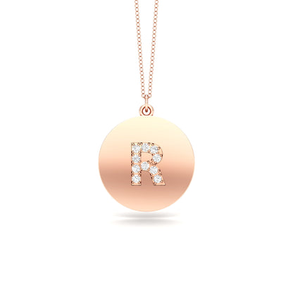 0.07Ct Diamond A-Z Alphabet Initial Pendant, 18" Gold Chain in 14K Gold
