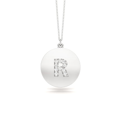 0.07Ct Diamond A-Z Alphabet Initial Pendant, 18" Gold Chain in 14K Gold