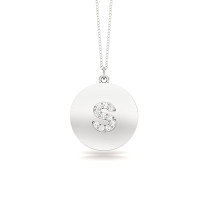 0.07Ct Diamond A-Z Alphabet Initial Pendant, 18" Gold Chain in 14K Gold