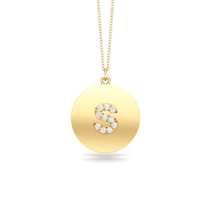 0.07Ct Diamond A-Z Alphabet Initial Pendant, 18" Gold Chain in 14K Gold