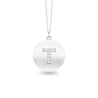 0.07Ct Diamond A-Z Alphabet Initial Pendant, 18" Gold Chain in 14K Gold