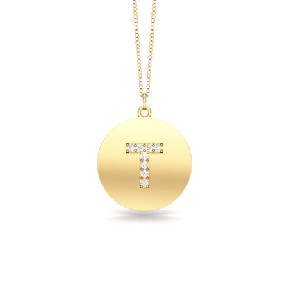0.07Ct Diamond A-Z Alphabet Initial Pendant, 18" Gold Chain in 14K Gold