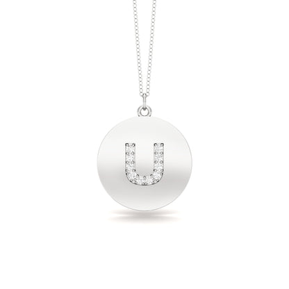 0.07Ct Diamond A-Z Alphabet Initial Pendant, 18" Gold Chain in 14K Gold