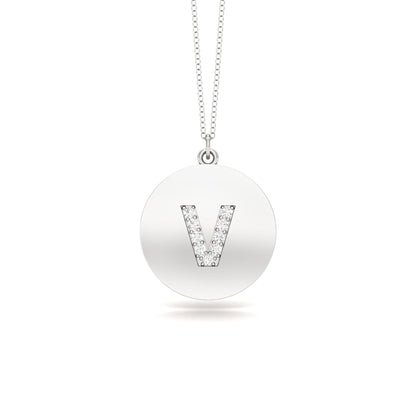0.07Ct Diamond A-Z Alphabet Initial Pendant, 18" Gold Chain in 14K Gold
