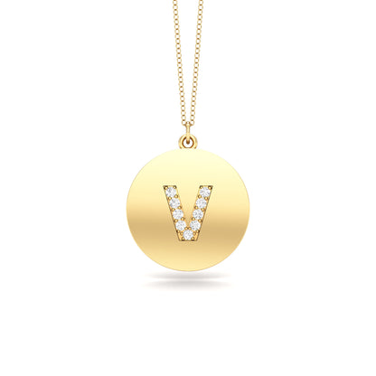 0.07Ct Diamond A-Z Alphabet Initial Pendant, 18" Gold Chain in 14K Gold