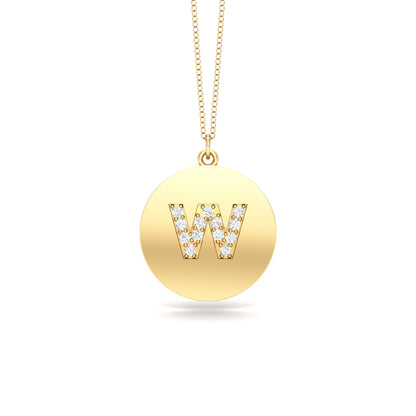 0.07Ct Diamond A-Z Alphabet Initial Pendant, 18" Gold Chain in 14K Gold