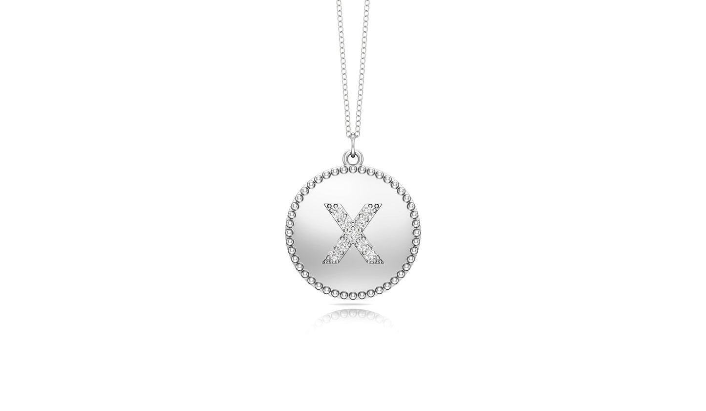 0.07Ct Diamond A-Z Alphabet Initial Bead Pendant, 18" Gold Chain in 14K Gold