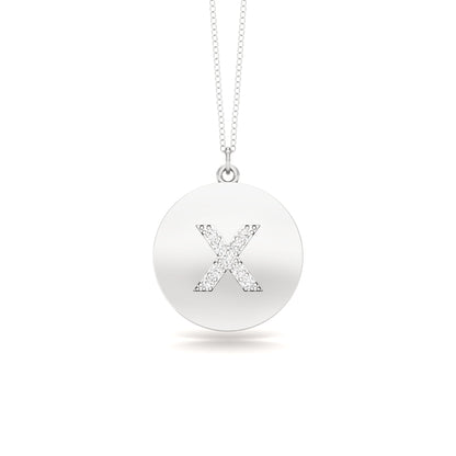0.07Ct Diamond A-Z Alphabet Initial Pendant, 18" Gold Chain in 14K Gold