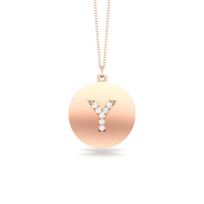 0.07Ct Diamond A-Z Alphabet Initial Pendant, 18" Gold Chain in 14K Gold