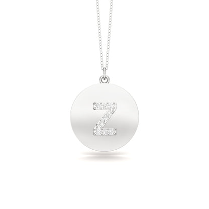 0.07Ct Diamond A-Z Alphabet Initial Pendant, 18" Gold Chain in 14K Gold