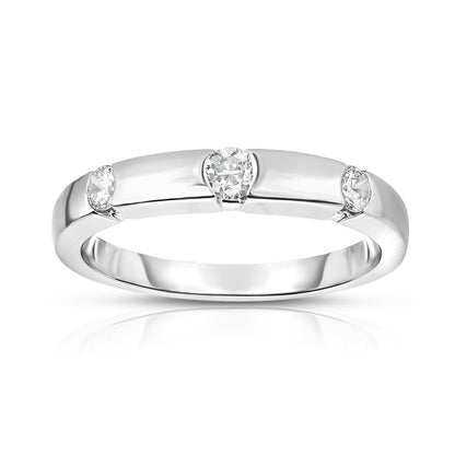 3-Stone Channel 0.22Ct Diamond Ring in 14K White Gold