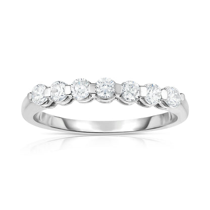 7-Stone Single Prong 0.45Ct Diamond Ring in 14K White Gold