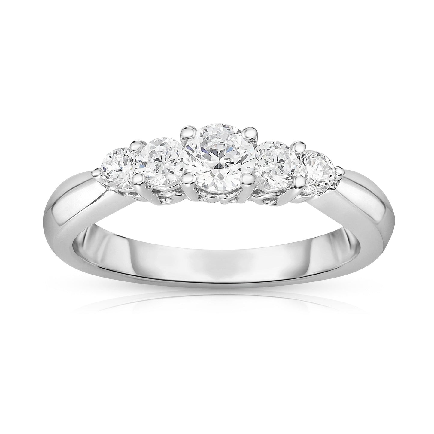 5-Stone 0.60Ct Diamond Ring 14K White Gold