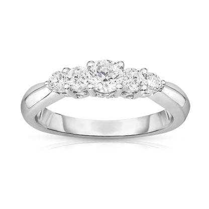 5-Stone 0.60Ct Diamond Ring 14K White Gold