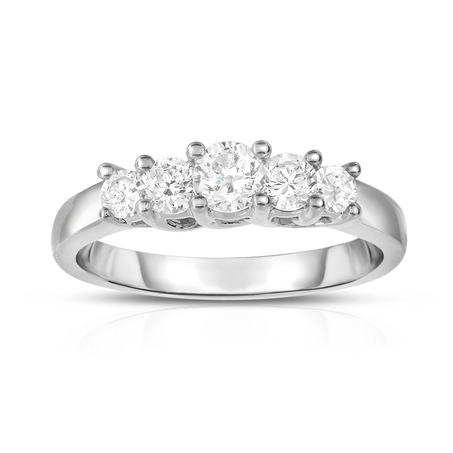 5-Stone 0.65Ct Diamond Engagement Ring in 14K White Gold