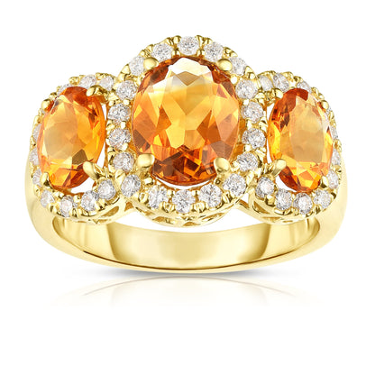 Oval Shape Gemstone & 0.52Ct Diamond Ring in 14K Gold