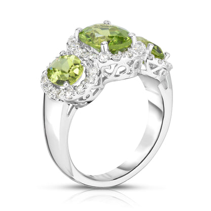 Oval Shape Gemstone & 0.52Ct Diamond Ring in 14K Gold