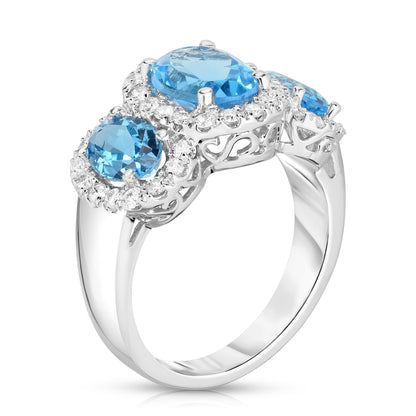 Oval Shape Gemstone & 0.52Ct Diamond Ring in 14K Gold
