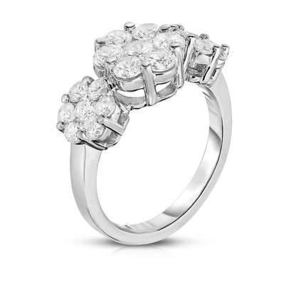 1.90Ct Diamond Cluster Ring in 14K White Gold