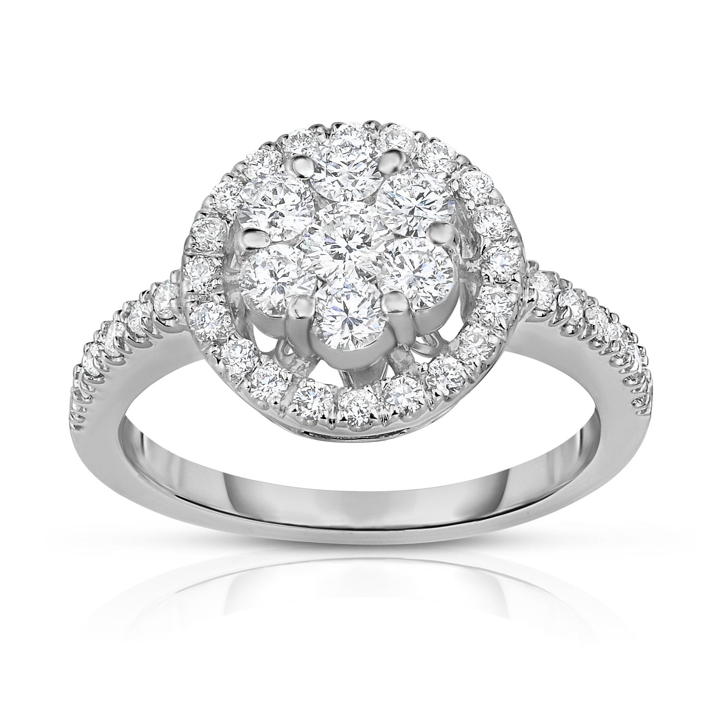 0.95Ct Diamond Cluster Ring in 14K White Gold