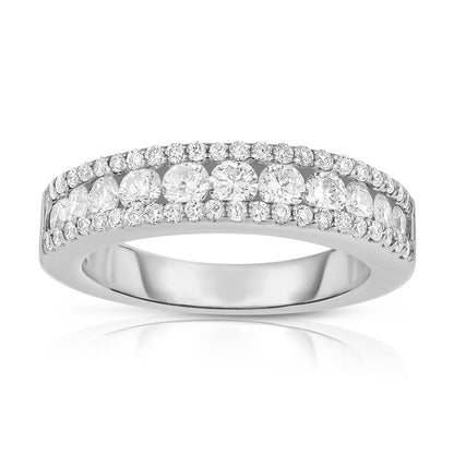 1.10Ct Diamond Wide Wedding Band in 14K White Gold