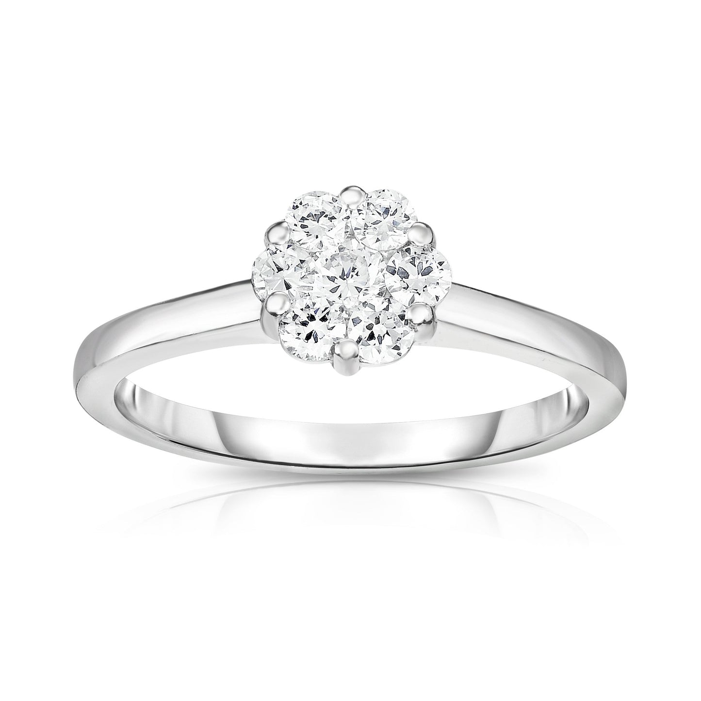 0.50Ct Diamond Cluster Ring in 14K White Gold
