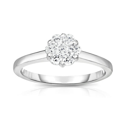 0.50Ct Diamond Cluster Ring in 14K White Gold