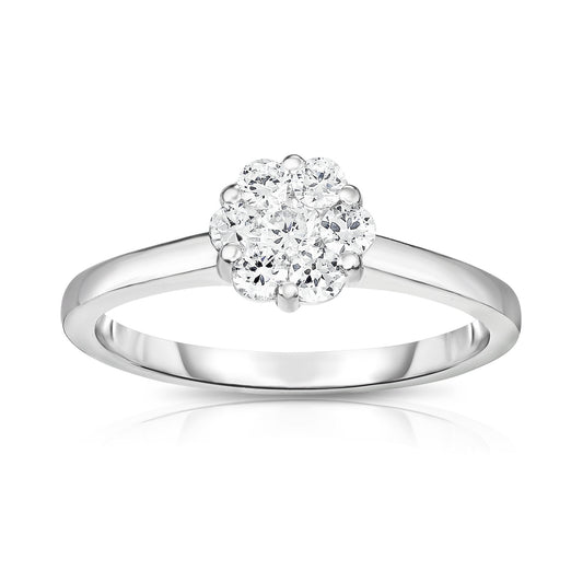 0.50Ct Diamond Cluster Ring in 14K White Gold