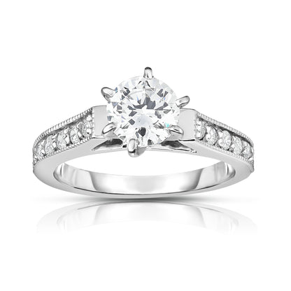 GIA Certified 1.40Ct Diamond 6-Prongs Engagement Ring Set in 14K White Gold