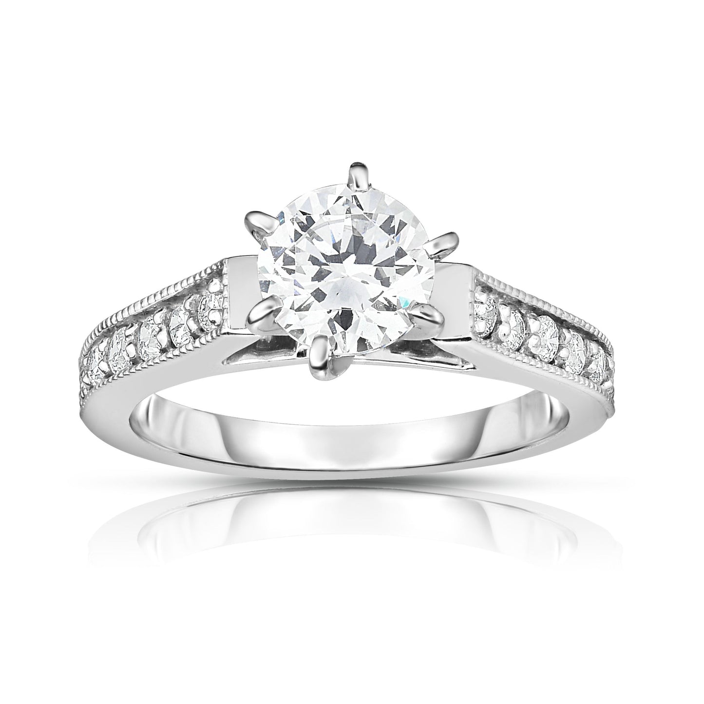 GIA Certified 1.20Ct Diamond 6-Prongs Engagement Ring in 14K White Gold