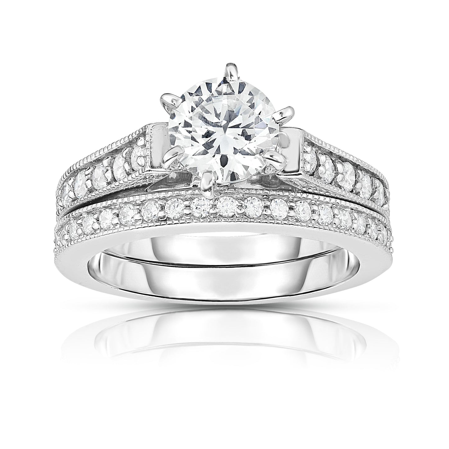 GIA Certified 1.40Ct Diamond 6-Prongs Engagement Ring Set in 14K White Gold