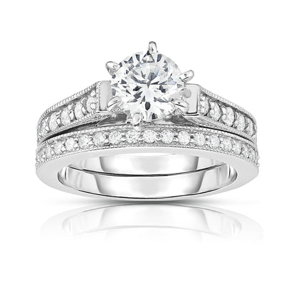 GIA Certified 1.40Ct Diamond 6-Prongs Engagement Ring Set in 14K White Gold