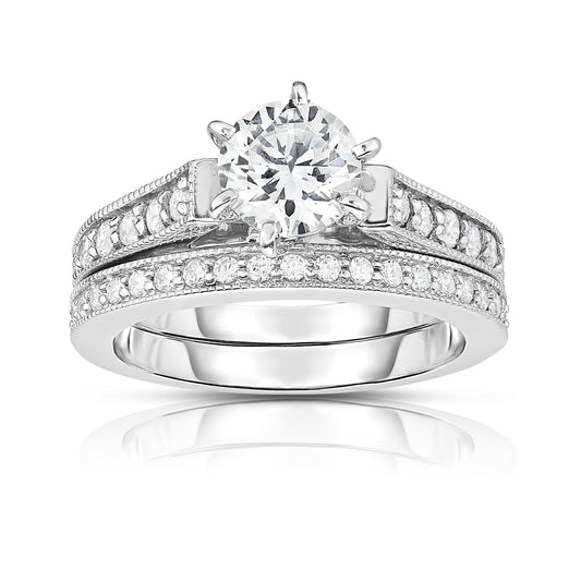 GIA Certified 1.40Ct Diamond 6-Prongs Engagement Ring Set in 14K White Gold