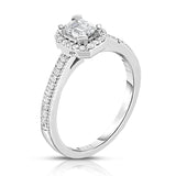 Emerald Cut 0.80Ct Diamond Engagement Ring in 14K White Gold