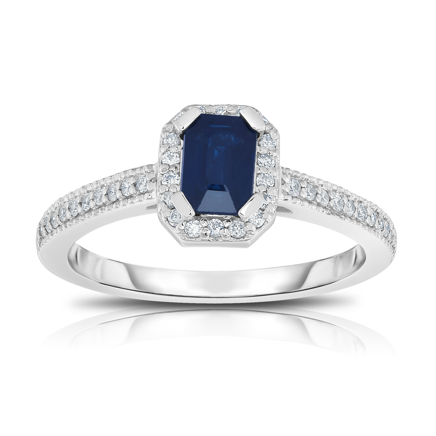 Emerald Cut 0.80Ct Diamond Engagement Ring in 14K White Gold