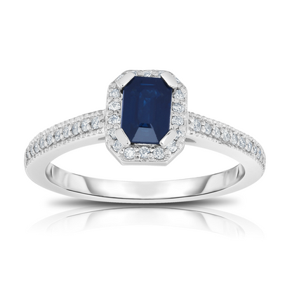 Emerald Cut 0.80Ct Diamond Engagement Ring in 14K White Gold