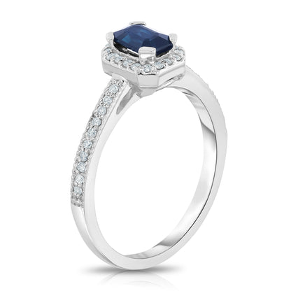 Emerald Cut 0.80Ct Diamond Engagement Ring in 14K White Gold