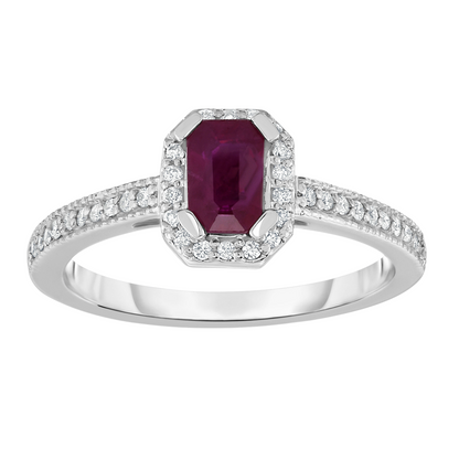 Emerald Cut 0.80Ct Diamond Engagement Ring in 14K White Gold