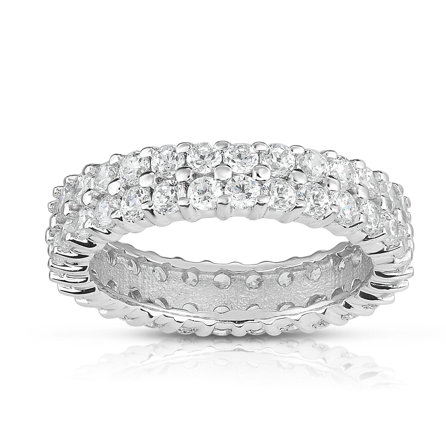 2 Row 1.65-1.90Ct Diamond Eternity Ring in 14K White Gold