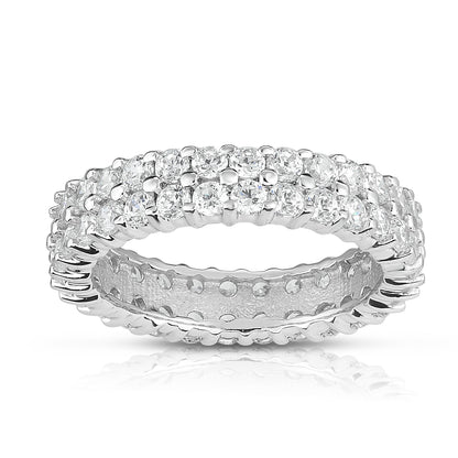 2 Row 1.65-1.90Ct Diamond Eternity Ring in 14K White Gold