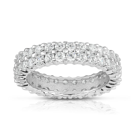 2 Row 1.65-1.90Ct Diamond Eternity Ring in 14K White Gold
