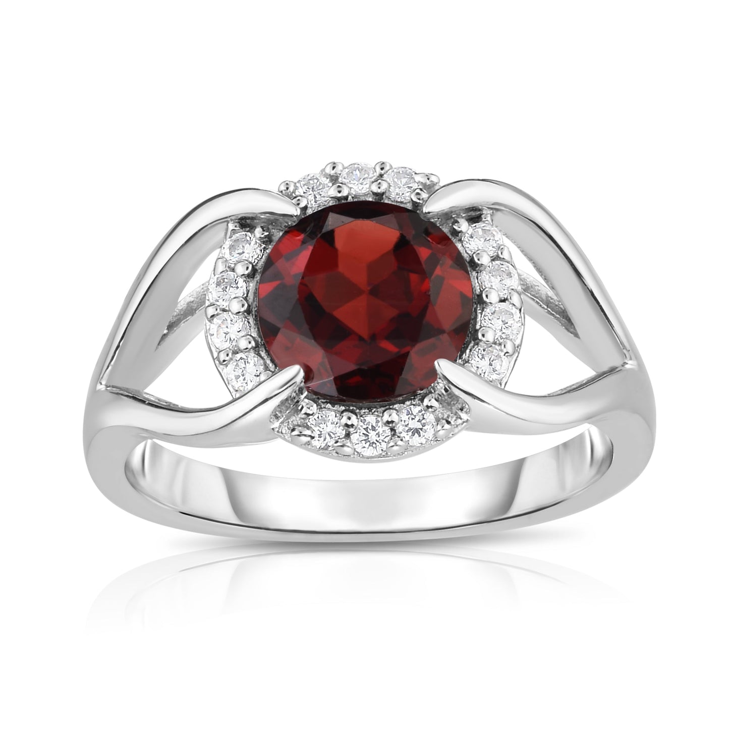 8MM Gemstone and 0.18Ct Diamond Ring in 14K White Gold