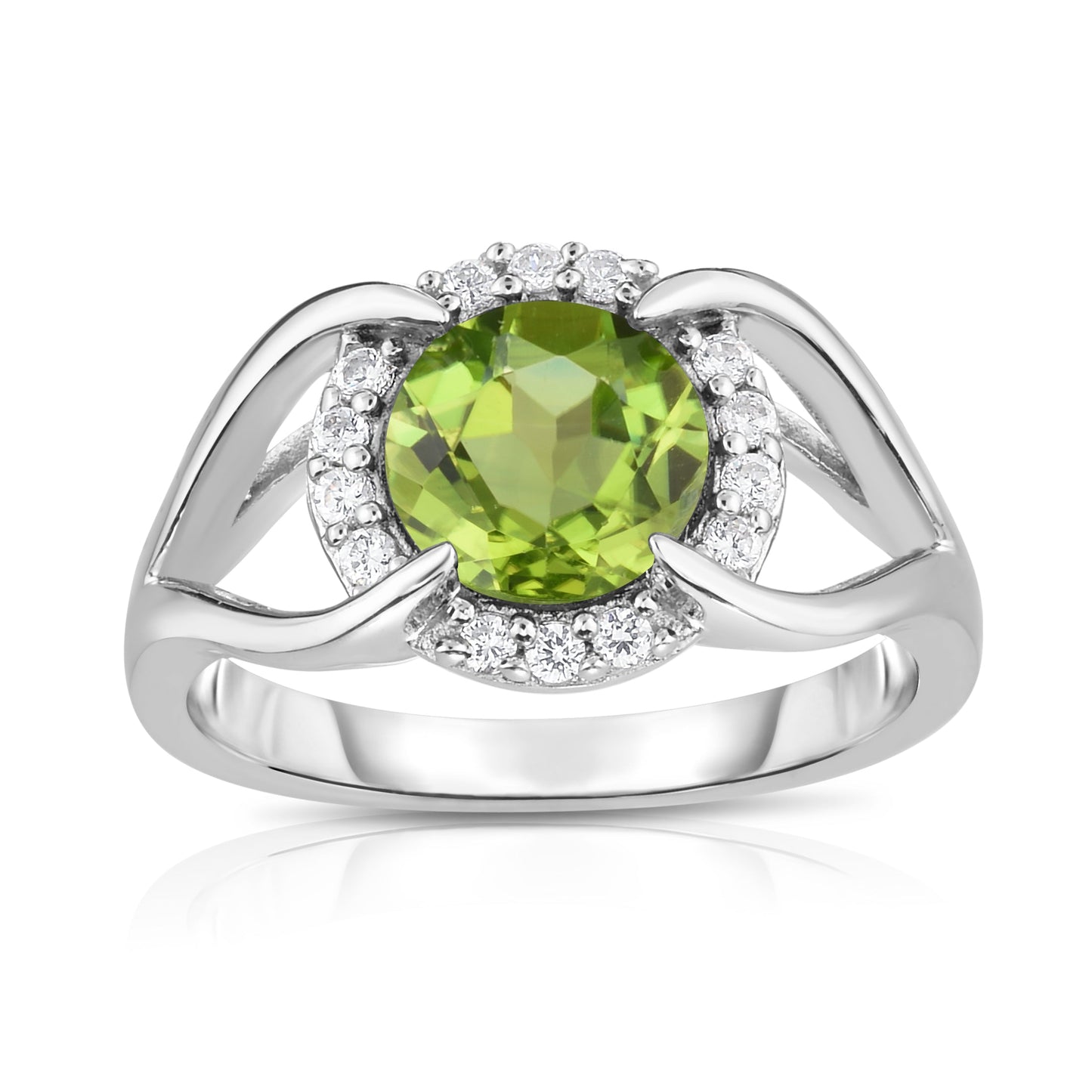 8MM Gemstone and 0.18Ct Diamond Ring in 14K White Gold
