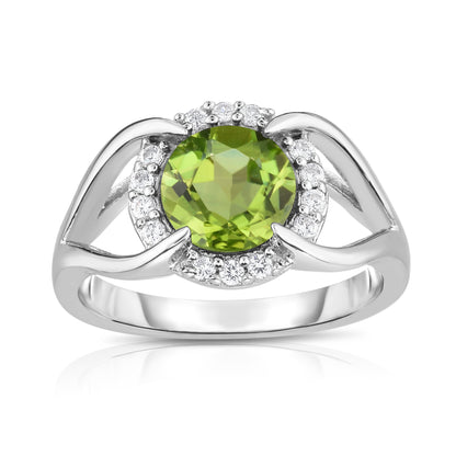 8MM Gemstone and 0.18Ct Diamond Ring in 14K White Gold
