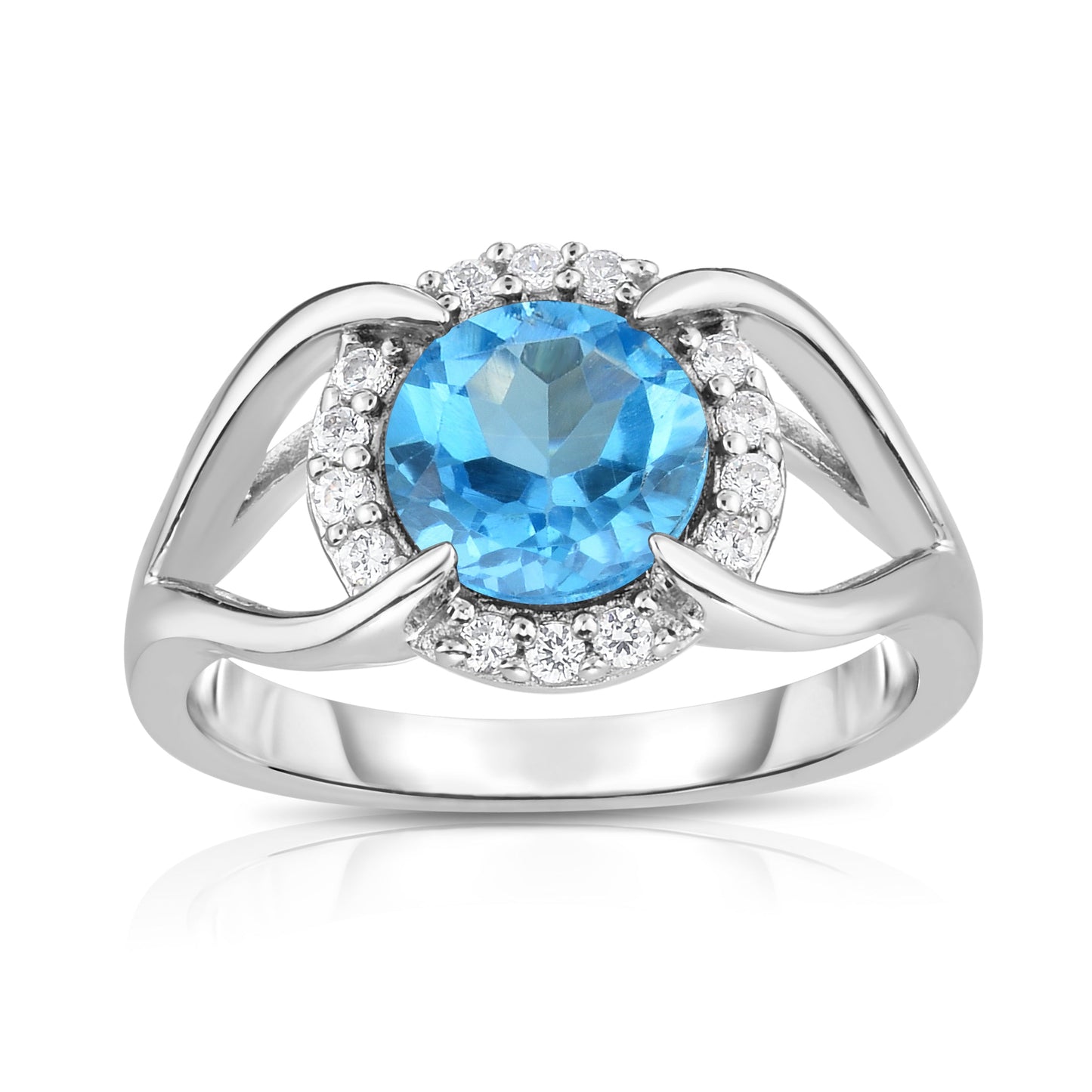 8MM Gemstone and 0.18Ct Diamond Ring in 14K White Gold